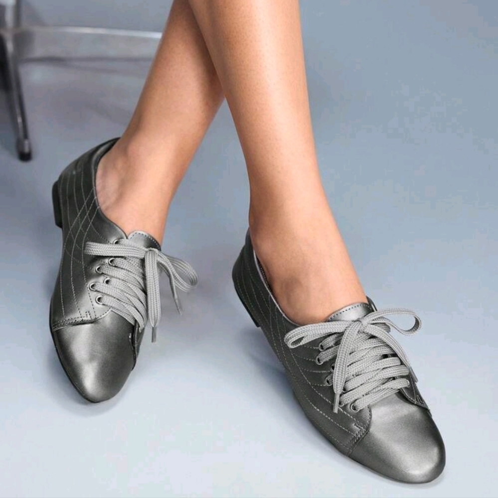 Women's Round Toe Bowknot Silver Tone Versatile Ballet Flats,Comfortable Casual